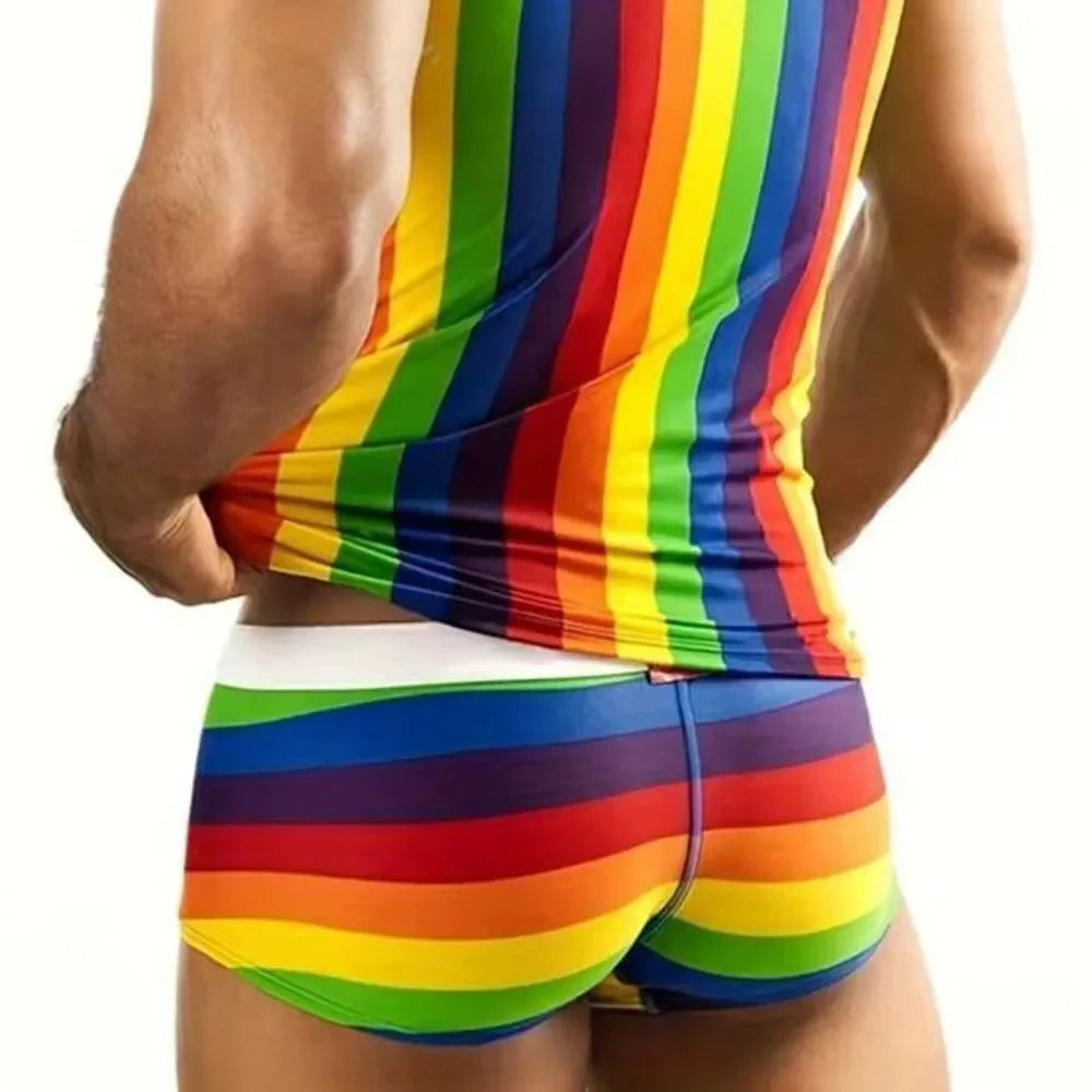 Pride Rainbow Pajama Sleeveless Short Set Men Large -O